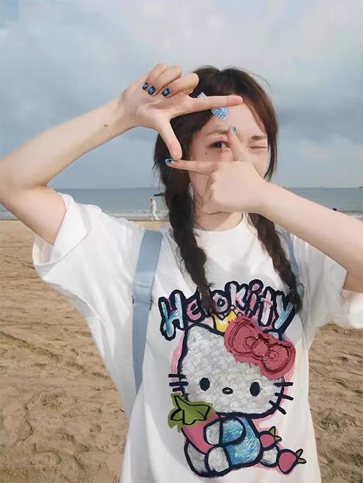 <曾小咸推荐>3.29 Kitty猫印花纯棉短袖 日常109！！前600单活动价49 ！！【预售款，预计3-15天发货】 商品图1