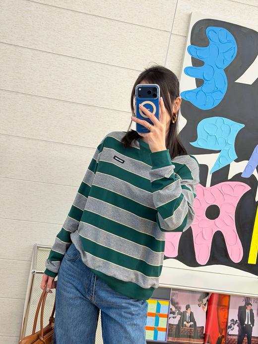 缪缪 最新系列双层面料条纹长袖T恤 商品图1