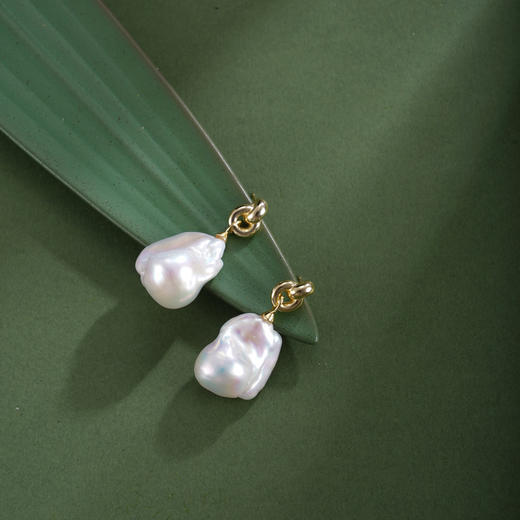 子佩集【月潮共鸣】银S925珍珠惜王妃耳钉【EM3004-XF】巴洛克镀金扣环2602 商品图1