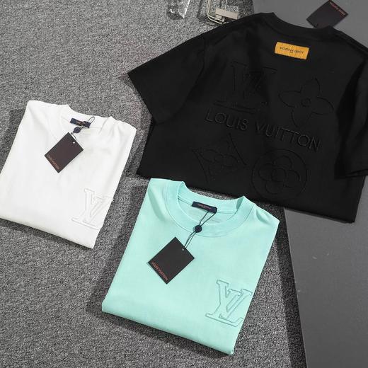 F032703早春新款男女同款纯棉双纱水洗面料绣花标识短袖T恤 商品图3