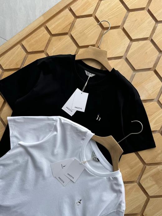 F032706夏季新款男士休闲小LOGO纯棉基础白色短袖T恤衫 商品图1