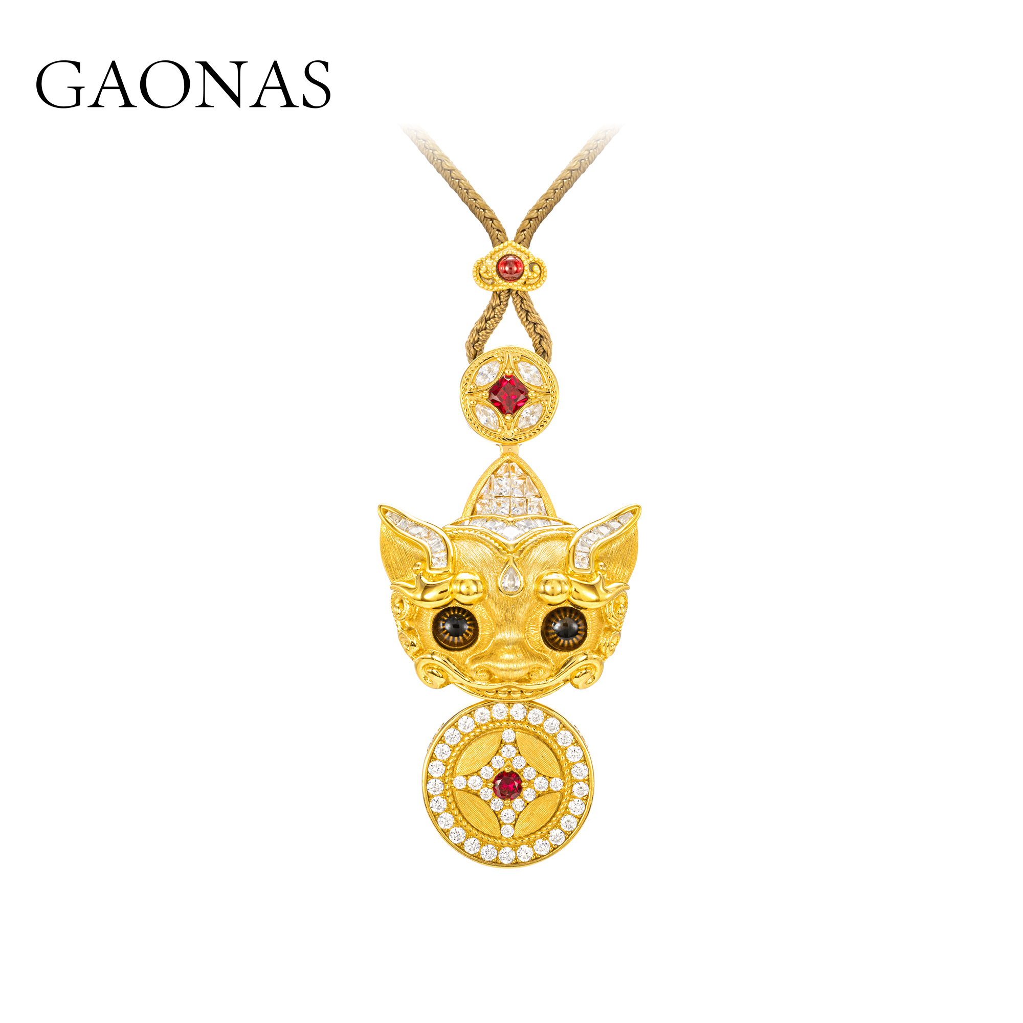 GAONAS 瑞兽献宝 时尚金色貔貅项链11938XGO