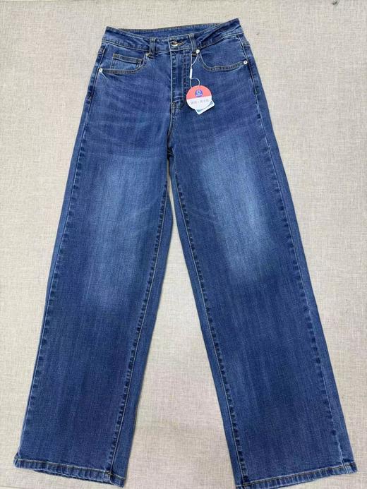 F0327112棉质混纺阔腿牛仔裤水洗做旧直筒休闲裤 商品图0