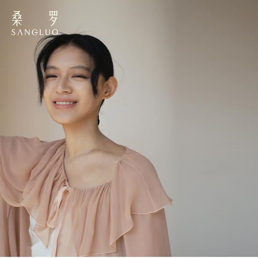 月光倾泻』桑罗荷叶领飘带长袖真丝睡袍100%桑蚕丝女家居服可外穿 商品图1