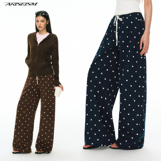 Ariseism 美式复古波点印花休闲裤女夏季新款百搭长裤 商品图0