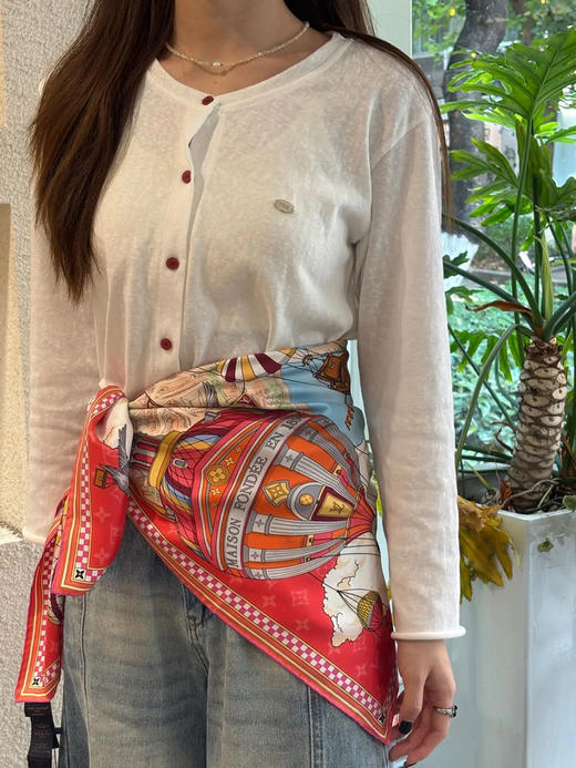 lv from the cloud 热气球的红色 桑蚕丝 丝巾 商品图3