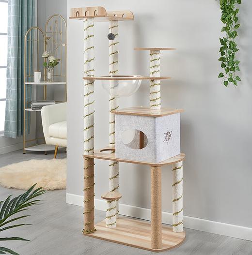 灵宠物语 猫爬架太空仓猫爬架剑麻缠绕柱可水洗毛毡款大型5层猫爬架1.5米 商品图0
