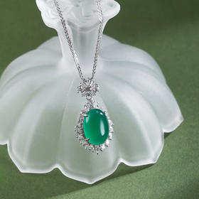 子佩集【花开良缘】银S925套链项链【TL016622】绿玉髓椭圆2602