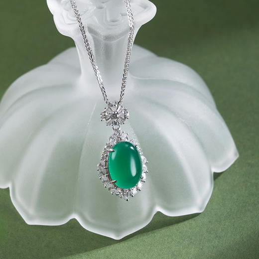 子佩集【花开良缘】银S925套链项链【TL016622】绿玉髓椭圆2602 商品图0
