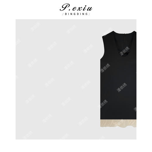 03-5潘依绣丁丁宠粉极简设计U领花边无袖背心连衣裙 Q71188 商品图2