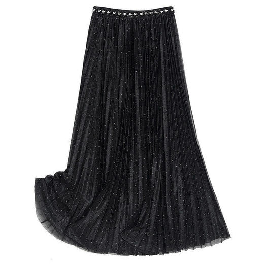 「自」全新升级【铂金会员146/天猫189/差价43】(23514)洛诗琳高腰仙气网纱半身裙女2026春夏新款显瘦A字百褶裙 商品图4