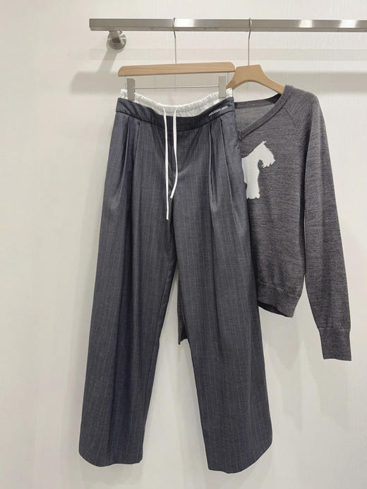 328-3 王心凌同款 ann女士条纹 阔腿 西装裤 潇洒恣意 亲肤垂坠 腰围弹力 商品图10