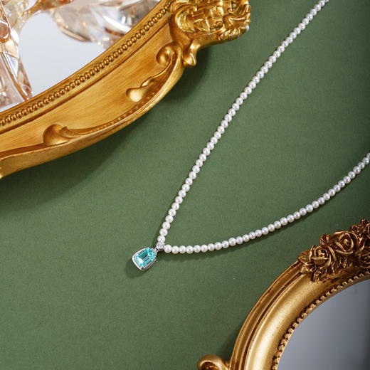 子佩集【南岸莹澈】银S925珍珠惜王妃项链【ZZXL048】蓝方块2602 商品图1