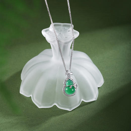 子佩集【福禄年年】银S925套链项链【TL016621】绿玉髓葫芦莲花2602 商品图1