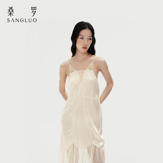 蕾丝回潮』桑罗交叉性感真丝吊带裙100%桑蚕丝女真丝睡裙可外穿 商品图2
