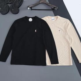 F032787春款胸前刺绣小标logo长袖打底休闲衫男女同款