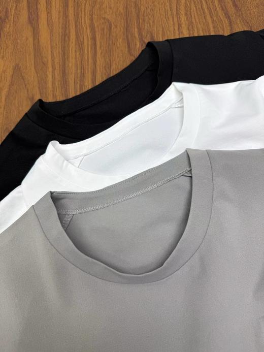 F032712胸前立体口袋运动休闲宽松男士三色圆领打底衫T恤 商品图11