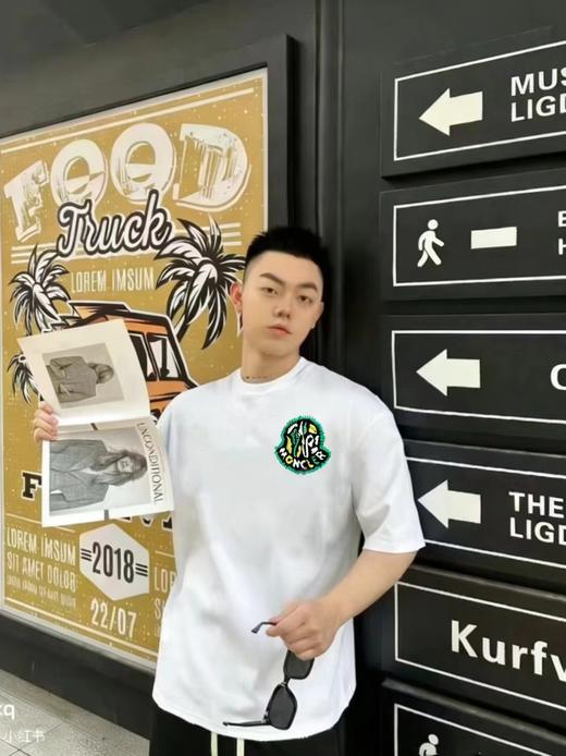 F032724夏季新款端丝光棉男女同款胸前徽标涂鸦logo短袖T恤 商品图12