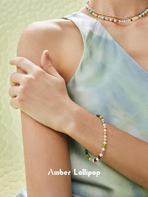 Amber Lollipop彩色串珠多巴胺天然石锁骨链/手链 商品图5