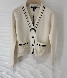 女款口袋logo针织开衫毛衣zh