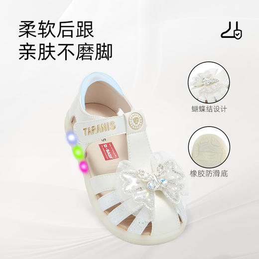 泰兰尼斯meta儿童凉鞋2026夏款女童软底闪灯包头女孩洋气公主单鞋M07X6B8766 商品图2