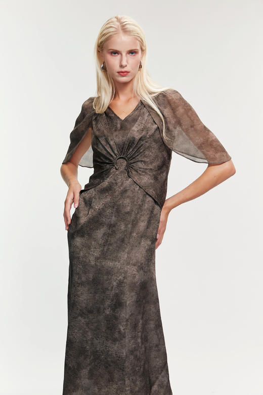 SAFICOO 优雅女人 披肩式微落设计连衣裙 商品图3