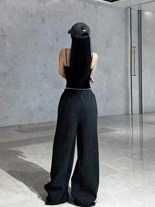 F032720闪银星空烫钻休闲宽松百搭直筒廓形情侣款长裤 商品图11