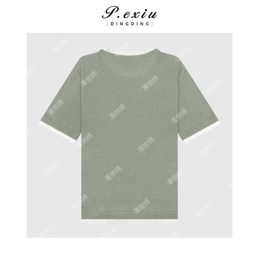 03-5潘依绣丁丁宠粉【松弛一夏】100-天-丝圆领假两件撞色短袖针织衫ZZ0817 商品图2