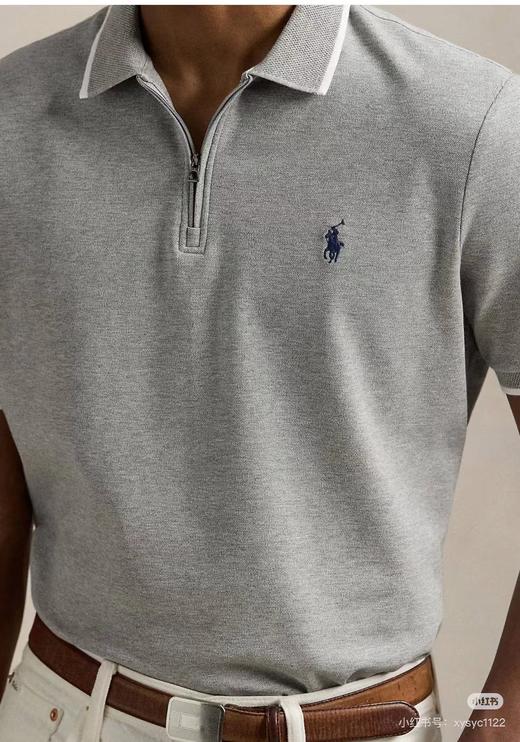 F032777休闲纯色领子小马刺绣半拉链新款镶边翻领男士POLO衫 商品图8