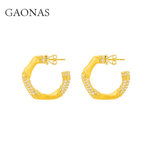 GAONAS  亭亭轩竹照 金色中式贵气耳环11940EGO 商品图2