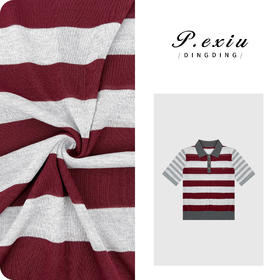 03-5潘依绣丁丁宠粉【草莓布朗】人丝撞色条纹Polo领短袖针织上衣ZZ0881