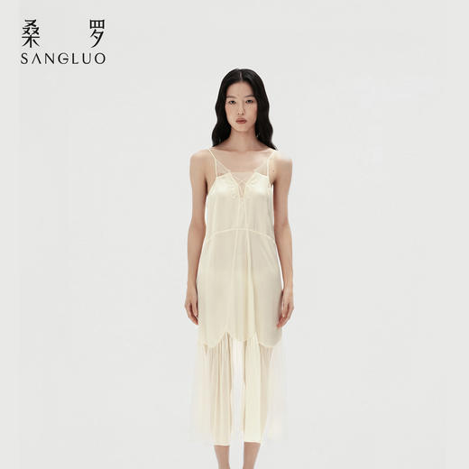 蕾丝回潮』桑罗交叉性感真丝吊带裙100%桑蚕丝女真丝睡裙可外穿 商品图4