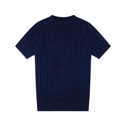 F032741小爱心刺绣麻花女款口袋刺绣圆领百搭针织短袖 商品图6