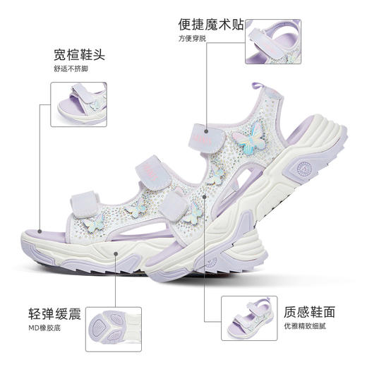 泰兰尼斯夏季中大童时尚闪钻公主凉鞋T07D4B4435 商品图2