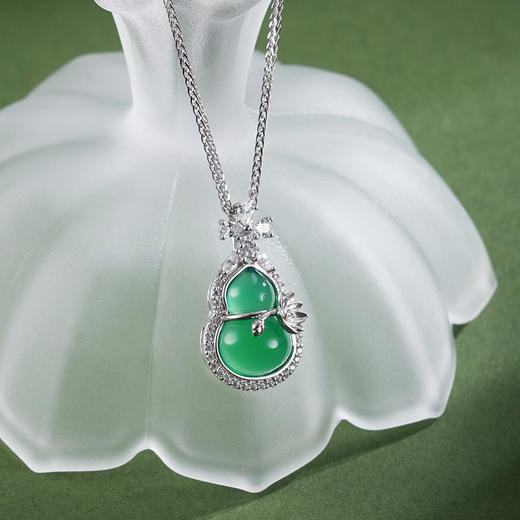 子佩集【福禄年年】银S925套链项链【TL016621】绿玉髓葫芦莲花2602 商品图0