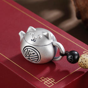 子佩集【招财喵福】银S999钥匙扣【YSY020】小摆件可转动猫壶福2602