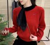 F032705春季新款温柔甜妹风丝绒蝴蝶结软糯亲肤针织圆领毛衣 商品缩略图9