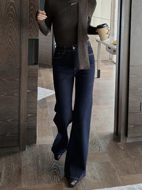 超正丹宁原色抗皱免熨原色微喇直筒牛仔裤