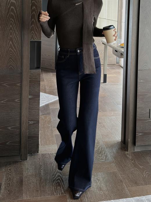 超正丹宁原色抗皱免熨原色微喇直筒牛仔裤 商品图0