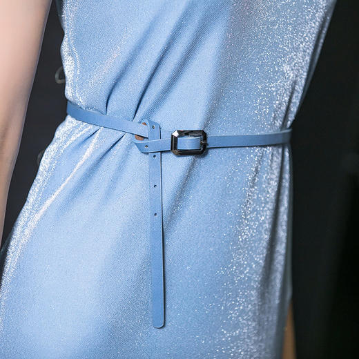 芳外纯色简约时尚休闲短袖中长款连衣裙气质圆领夏季连衣裙4851 商品图4