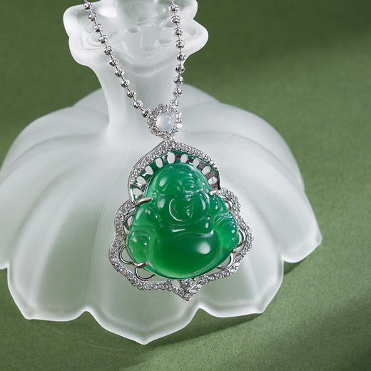 子佩集【财源弥勒】银S925套链项链【TL016623】绿玉髓大佛2602 商品图0