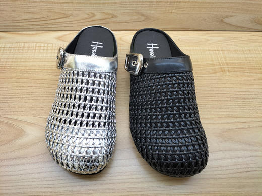 豪行2025夏勃肯女凉鞋25222271新款真皮百搭编织懒人鞋外穿女凉拖 商品图2