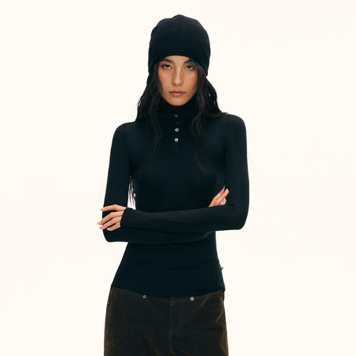 Ariseism黑标莱赛尔羊毛混纺翻领长袖女春季新款上衣 商品图4