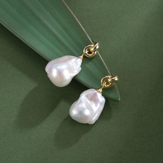 子佩集【月潮共鸣】银S925珍珠惜王妃耳钉【EM3004-XF】巴洛克镀金扣环2602 商品图0