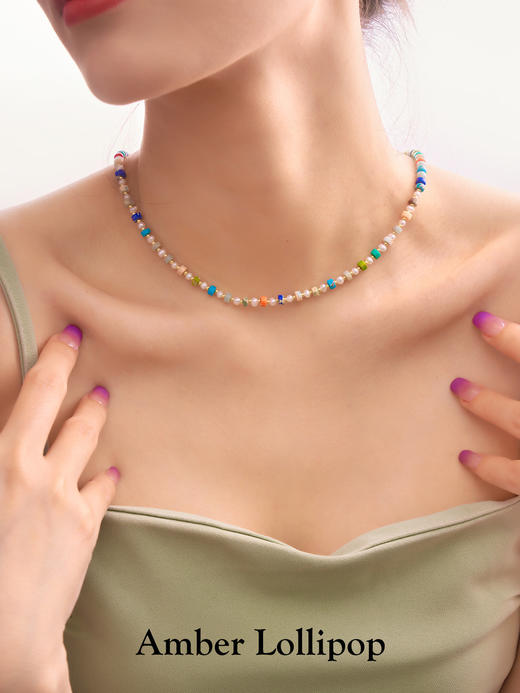 Amber Lollipop彩色串珠多巴胺天然石锁骨链/手链 商品图6