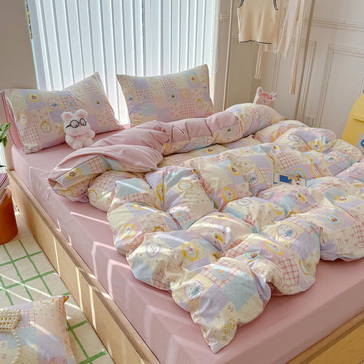 萌可兔 春夏款小布袋四件套 ins风 超柔古法水洗仿云感棉 A类母婴级 10款可选 商品图9