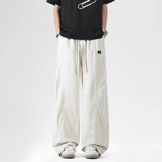 F032730新款美式宽松阔腿裤百搭运动休闲拖地工装纯色伞兵裤 商品图6