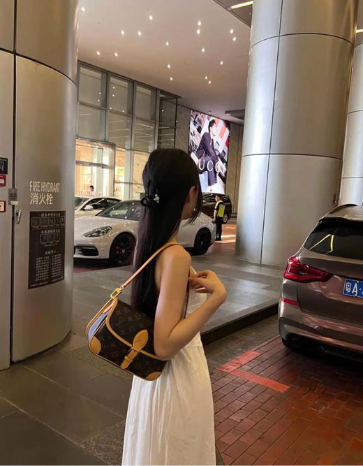 LV 老花 黑肩带 Diane 法棍包 商品图2