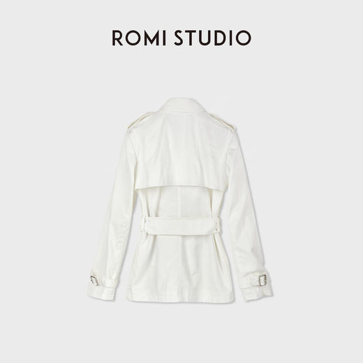 ROMI STUDIO“优雅老钱”100%匹马棉双排扣收腰白风衣RWDSWG2338 商品图1