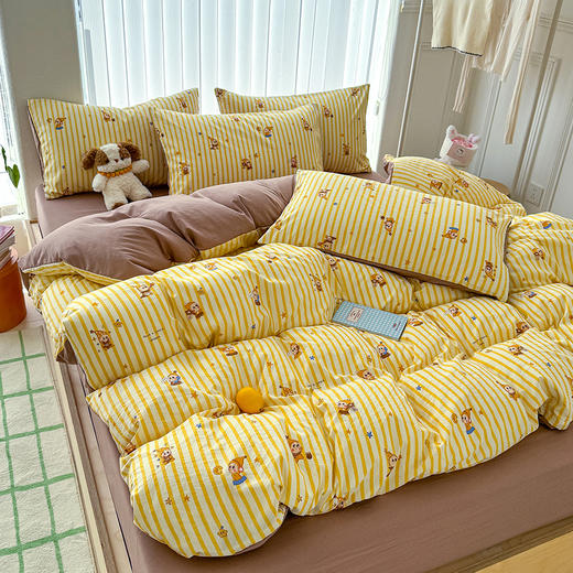 萌可兔 春夏款小布袋四件套 ins风 超柔古法水洗仿云感棉 A类母婴级 10款可选 商品图0